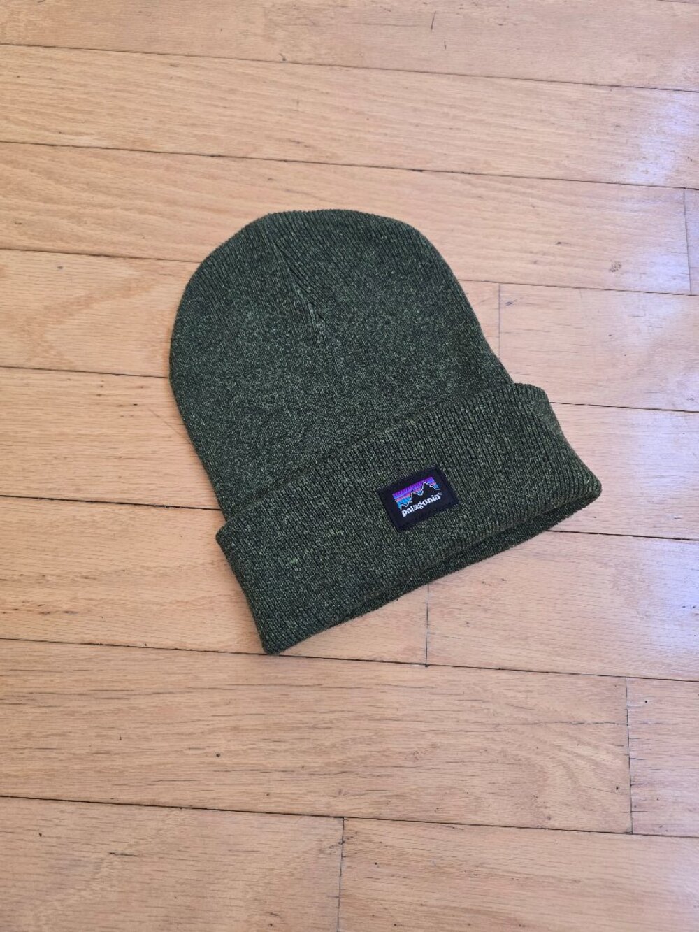 Patagonia Everyday Dark Olive Green Recycled Cotton Knit Cuffed Beanie